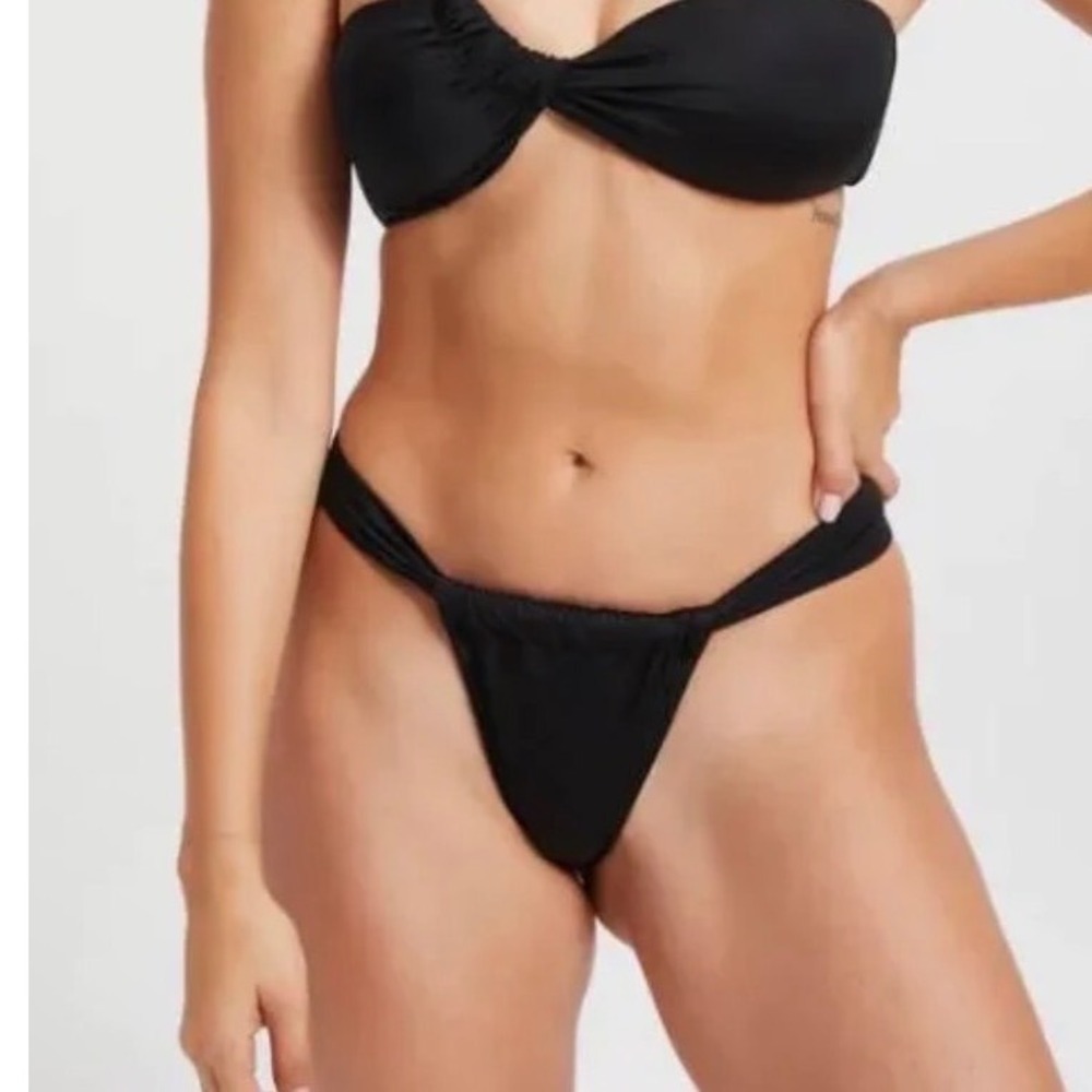 Good American Bikini Bottom large /  XL Black NEW Ruched Draped High Cut GSW0807